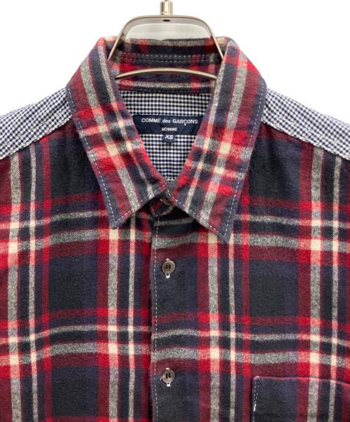 COMME des GARCONS HOMME（コムデギャルソン オム）COMME des GARCONS HOMME (コムデギャルソン オム) 前後切替ネルシャツ レッド×ネイビー サイズ:XSの古着・服飾アイテム