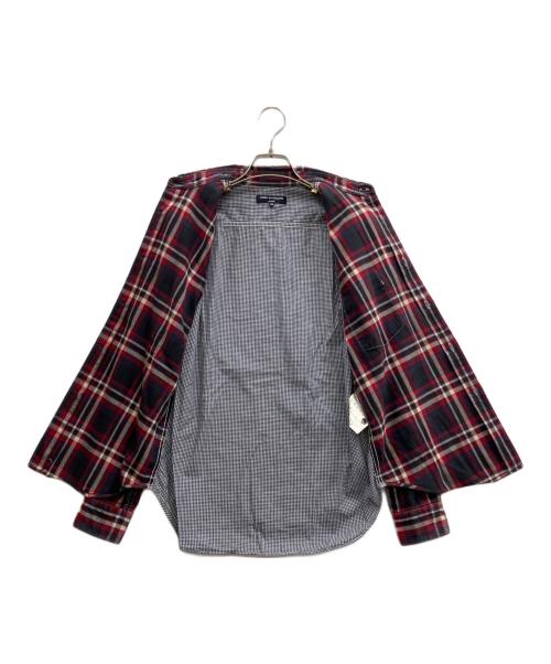 COMME des GARCONS HOMME（コムデギャルソン オム）COMME des GARCONS HOMME (コムデギャルソン オム) 前後切替ネルシャツ レッド×ネイビー サイズ:XSの古着・服飾アイテム