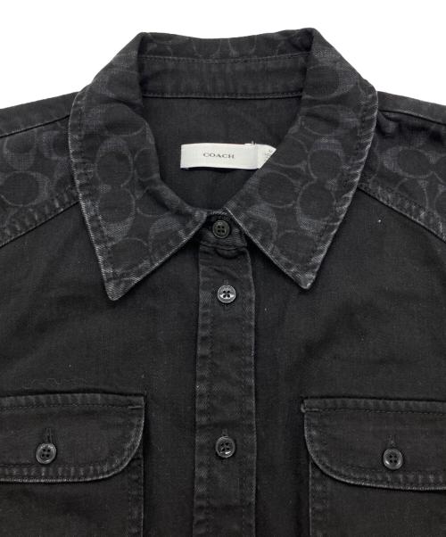 COACH（コーチ）COACH (コーチ) ブラック デニム ボタン アップ ドレス ブラック サイズ:Mの古着・服飾アイテム