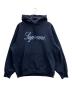 Supreme（シュプリーム）の古着「RAISED SCRIPT HOODED SWEAT SHIRTS」｜ネイビー