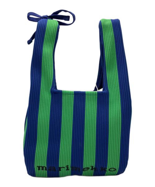 marimekko（マリメッコ）marimekko (マリメッコ) KNITTED MINI TOTE グリーン×ブルー 未使用品の古着・服飾アイテム