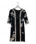 LEONARD FASHION（レオナールファッション）の古着「カンカン素材 花柄ワンピース」｜ブラック