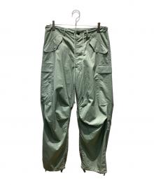 AURALEE（オーラリー）の古着「LIGHT FINX POLYESTER FATIGUE PANTS/ライトフィンクスポリエステル ファティーグパンツ」｜グリーン