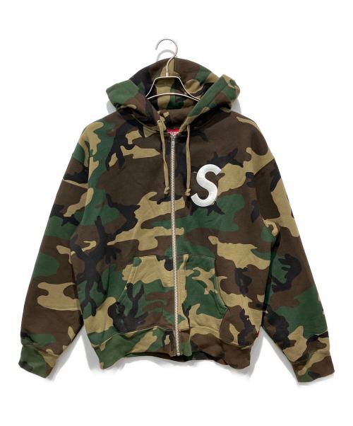 SUPREME（シュプリーム）SUPREME (シュプリーム) S Logo Zip Up Hooded Sweatshirt WOODLAND CAMO ブラウン×グリーン サイズ:Mの古着・服飾アイテム