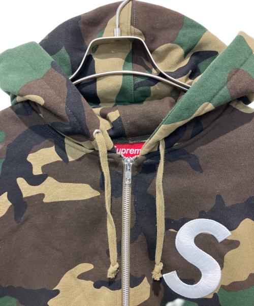 SUPREME（シュプリーム）SUPREME (シュプリーム) S Logo Zip Up Hooded Sweatshirt WOODLAND CAMO ブラウン×グリーン サイズ:Mの古着・服飾アイテム