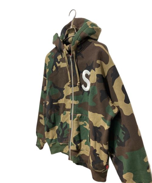 SUPREME（シュプリーム）SUPREME (シュプリーム) S Logo Zip Up Hooded Sweatshirt WOODLAND CAMO ブラウン×グリーン サイズ:Mの古着・服飾アイテム