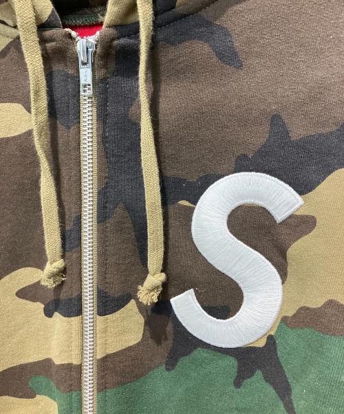 SUPREME（シュプリーム）SUPREME (シュプリーム) S Logo Zip Up Hooded Sweatshirt WOODLAND CAMO ブラウン×グリーン サイズ:Mの古着・服飾アイテム