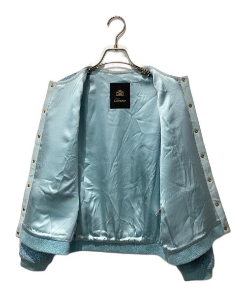 DRAWER（ドゥロワー）Drawer (ドゥロワー) シャイニーリブカラージャケット ブルー サイズ:FREEの古着・服飾アイテム