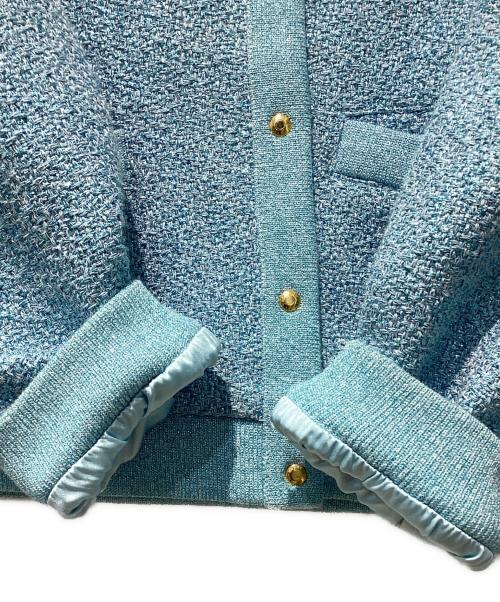 DRAWER（ドゥロワー）Drawer (ドゥロワー) シャイニーリブカラージャケット ブルー サイズ:FREEの古着・服飾アイテム