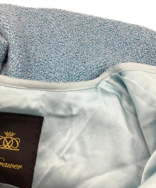 DRAWER（ドゥロワー）Drawer (ドゥロワー) シャイニーリブカラージャケット ブルー サイズ:FREEの古着・服飾アイテム