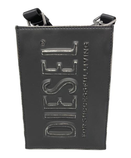 DIESEL（ディーゼル）DIESEL (ディーゼル) メタルエフェクトロゴスマートフォンショルダー ブラックの古着・服飾アイテム