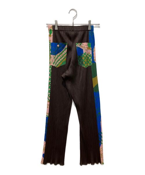 PLEATS PLEASE（プリーツプリーズ）PLEATS PLEASE (プリーツプリーズ) サイド切り替えプリーツパンツ ブラウン サイズ:2の古着・服飾アイテム