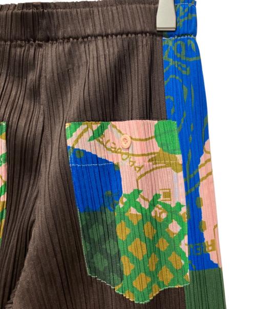PLEATS PLEASE（プリーツプリーズ）PLEATS PLEASE (プリーツプリーズ) サイド切り替えプリーツパンツ ブラウン サイズ:2の古着・服飾アイテム