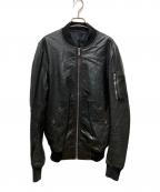 RICK OWENSリックオウエンス）の古着「Glass Ice Flight Leather Bomber」｜ブラック