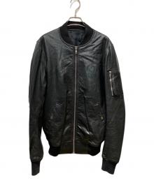 RICK OWENS（リックオウエンス）の古着「Glass Ice Flight Leather Bomber」｜ブラック