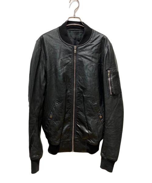 RICK OWENS（リックオウエンス）RICK OWENS (リックオウエンス) Glass Ice Flight Leather Bomber ブラック サイズ:38の古着・服飾アイテム