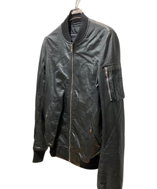RICK OWENS（リックオウエンス）RICK OWENS (リックオウエンス) Glass Ice Flight Leather Bomber ブラック サイズ:38の古着・服飾アイテム