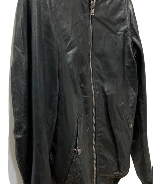 RICK OWENS（リックオウエンス）RICK OWENS (リックオウエンス) Glass Ice Flight Leather Bomber ブラック サイズ:38の古着・服飾アイテム