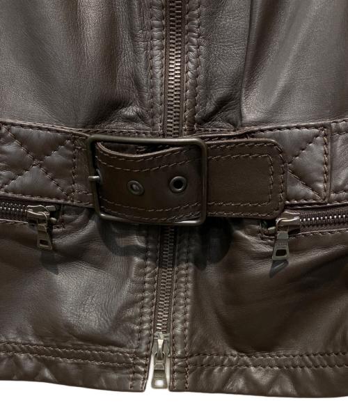 PRADA（プラダ）PRADA (プラダ) エルボーパッチライダースジャケット ブラウン サイズ:３８の古着・服飾アイテム