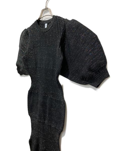 CFCL（シーエフシーエル）CFCL (シーエフシーエル) FLUTED GLITTER SHORT PUFF SLEEVE DRESS ブラック サイズ:３の古着・服飾アイテム