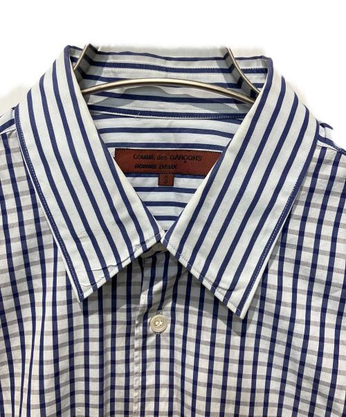 COMME des GARCONS HOMME DEUX（コムデギャルソン オム ドゥ）COMME des GARCONS HOMME DEUX (コムデギャルソン オム ドゥ) 切替シャツ ホワイト×ブルー サイズ:Ｓの古着・服飾アイテム