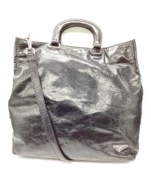 PRADA（プラダ）の古着「VITELLO SHINE 2WAYトートバッグ」｜ブラック