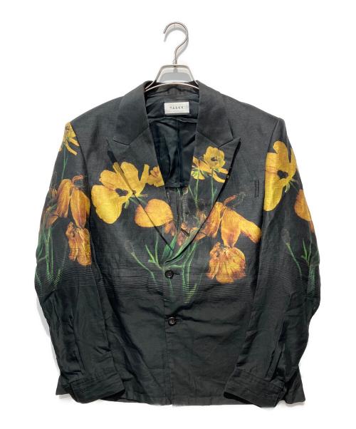 TAAKK（ターク）TAAKK (ターク) 花柄リネンテーラードジャケット ブラック サイズ:２の古着・服飾アイテム