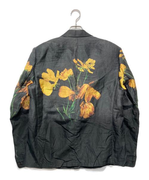 TAAKK（ターク）TAAKK (ターク) 花柄リネンテーラードジャケット ブラック サイズ:２の古着・服飾アイテム