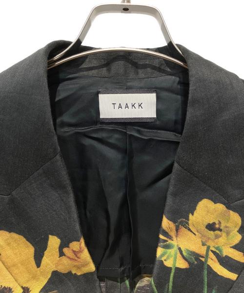 TAAKK（ターク）TAAKK (ターク) 花柄リネンテーラードジャケット ブラック サイズ:２の古着・服飾アイテム
