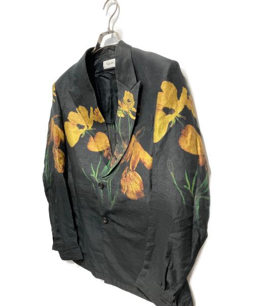 TAAKK（ターク）TAAKK (ターク) 花柄リネンテーラードジャケット ブラック サイズ:２の古着・服飾アイテム