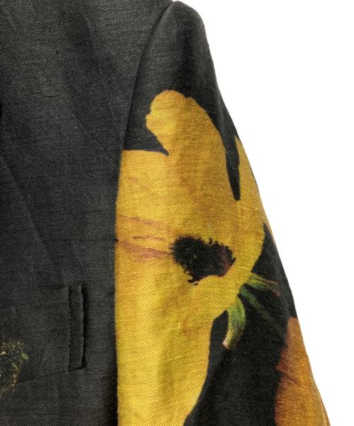 TAAKK（ターク）TAAKK (ターク) 花柄リネンテーラードジャケット ブラック サイズ:２の古着・服飾アイテム