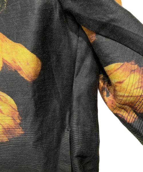 TAAKK（ターク）TAAKK (ターク) 花柄リネンテーラードジャケット ブラック サイズ:２の古着・服飾アイテム