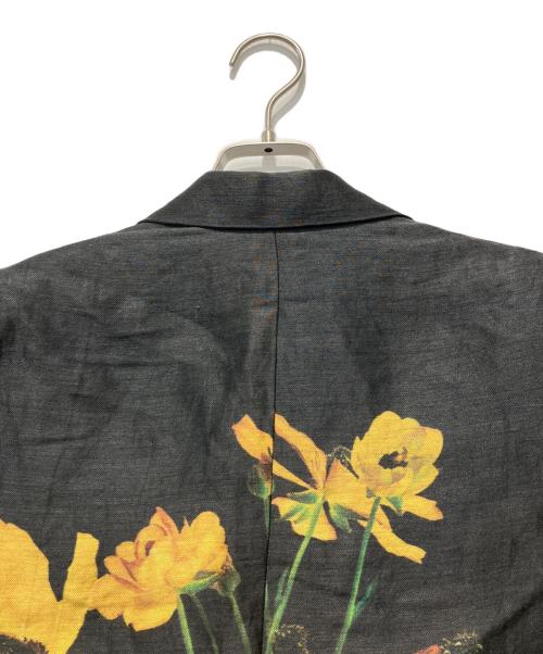 TAAKK（ターク）TAAKK (ターク) 花柄リネンテーラードジャケット ブラック サイズ:２の古着・服飾アイテム