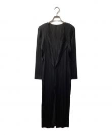 PLEATS PLEASE（プリーツプリーズ）の古着「BASICS プリーツロングカーディガン」｜ブラック