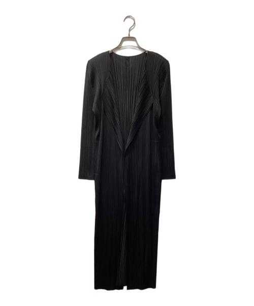 PLEATS PLEASE（プリーツプリーズ）PLEATS PLEASE (プリーツプリーズ) BASICS プリーツロングカーディガン ブラック サイズ:3の古着・服飾アイテム