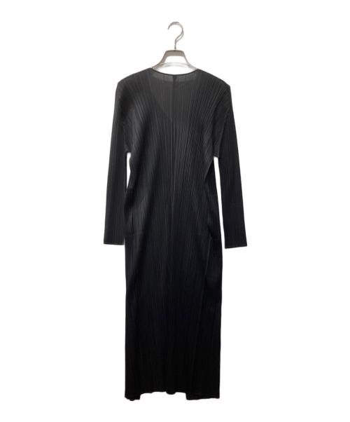 PLEATS PLEASE（プリーツプリーズ）PLEATS PLEASE (プリーツプリーズ) BASICS プリーツロングカーディガン ブラック サイズ:3の古着・服飾アイテム