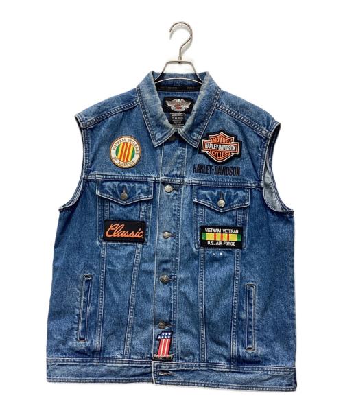 HARLEY-DAVIDSON（ハーレーダビッドソン）HARLEY-DAVIDSON (ハーレーダビッドソン) ノースリーブデニムジャケット スカイブルー サイズ:Lの古着・服飾アイテム