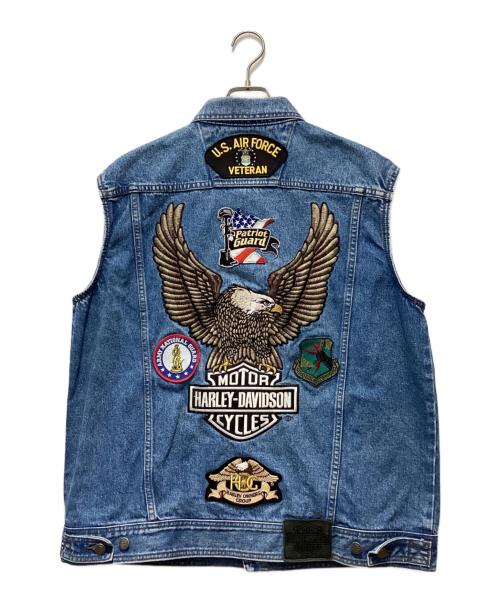 HARLEY-DAVIDSON（ハーレーダビッドソン）HARLEY-DAVIDSON (ハーレーダビッドソン) ノースリーブデニムジャケット スカイブルー サイズ:Lの古着・服飾アイテム