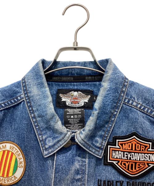HARLEY-DAVIDSON（ハーレーダビッドソン）HARLEY-DAVIDSON (ハーレーダビッドソン) ノースリーブデニムジャケット スカイブルー サイズ:Lの古着・服飾アイテム