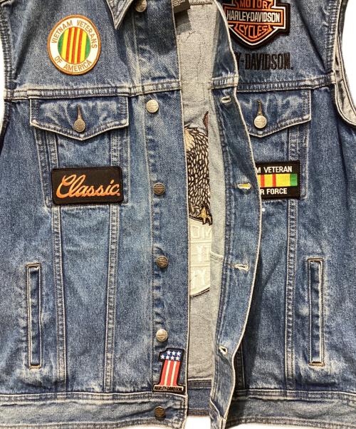 HARLEY-DAVIDSON（ハーレーダビッドソン）HARLEY-DAVIDSON (ハーレーダビッドソン) ノースリーブデニムジャケット スカイブルー サイズ:Lの古着・服飾アイテム