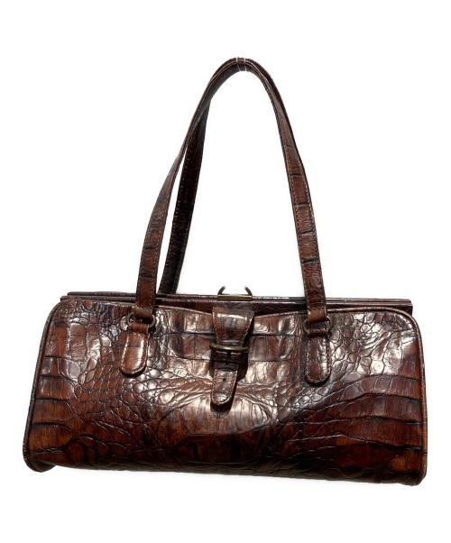 ALEXANDER McQUEEN（アレキサンダーマックイーン）ALEXANDER McQUEEN (アレキサンダーマックイーン) 型押しハンドバッグ ブラウンの古着・服飾アイテム