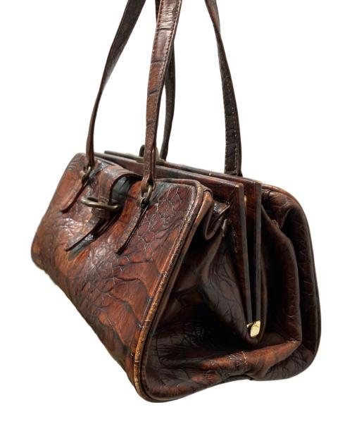 ALEXANDER McQUEEN（アレキサンダーマックイーン）ALEXANDER McQUEEN (アレキサンダーマックイーン) 型押しハンドバッグ ブラウンの古着・服飾アイテム