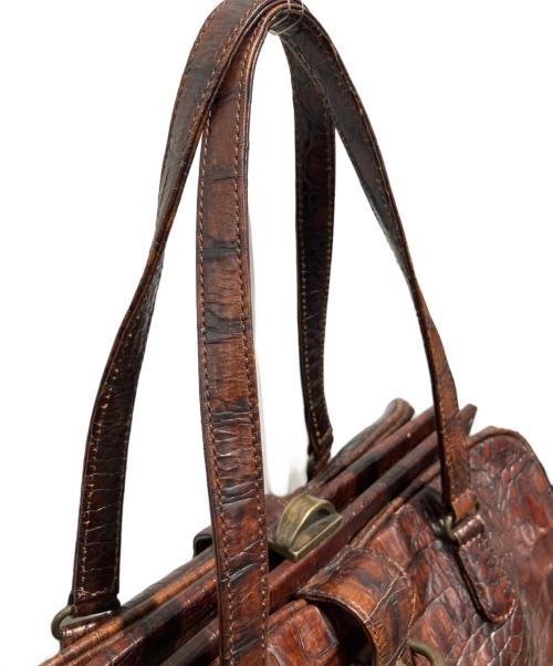 ALEXANDER McQUEEN（アレキサンダーマックイーン）ALEXANDER McQUEEN (アレキサンダーマックイーン) 型押しハンドバッグ ブラウンの古着・服飾アイテム