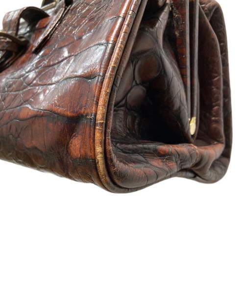 ALEXANDER McQUEEN（アレキサンダーマックイーン）ALEXANDER McQUEEN (アレキサンダーマックイーン) 型押しハンドバッグ ブラウンの古着・服飾アイテム