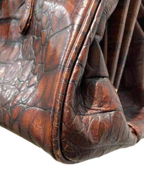 ALEXANDER McQUEEN（アレキサンダーマックイーン）ALEXANDER McQUEEN (アレキサンダーマックイーン) 型押しハンドバッグ ブラウンの古着・服飾アイテム