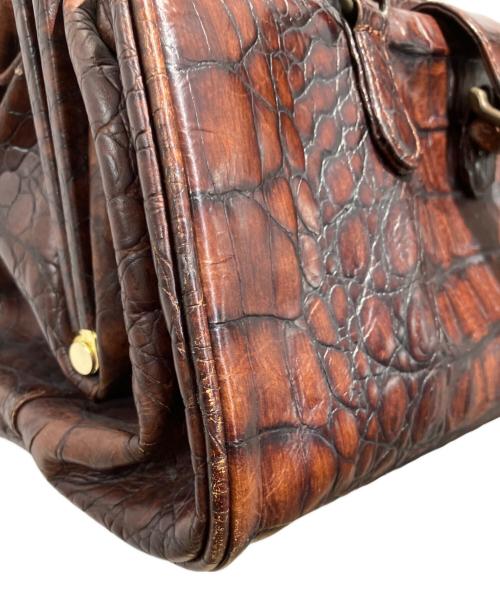 ALEXANDER McQUEEN（アレキサンダーマックイーン）ALEXANDER McQUEEN (アレキサンダーマックイーン) 型押しハンドバッグ ブラウンの古着・服飾アイテム