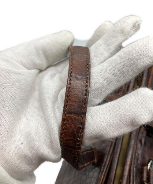 ALEXANDER McQUEEN（アレキサンダーマックイーン）ALEXANDER McQUEEN (アレキサンダーマックイーン) 型押しハンドバッグ ブラウンの古着・服飾アイテム