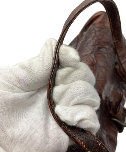 ALEXANDER McQUEEN（アレキサンダーマックイーン）ALEXANDER McQUEEN (アレキサンダーマックイーン) 型押しハンドバッグ ブラウンの古着・服飾アイテム