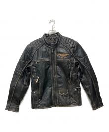 HARLEY-DAVIDSON（ハーレーダビッドソン）の古着「Triple Vent Detonator Distressed Leather Jacket」｜ブラック