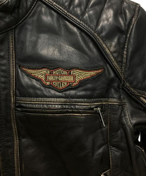 HARLEY-DAVIDSON（ハーレーダビッドソン）HARLEY-DAVIDSON (ハーレーダビッドソン) Triple Vent Detonator Distressed Leather Jacket ブラック サイズ:Mの古着・服飾アイテム